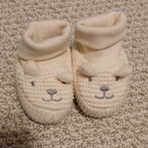 Nicole Miller Ivory Knit Bear Slippers